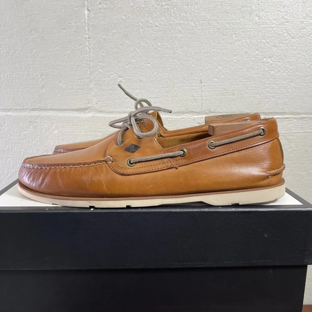 Sperry‎ Top Sider STS12002 Brown Leather Boat Shoes Lace Up Men's Size 13 M